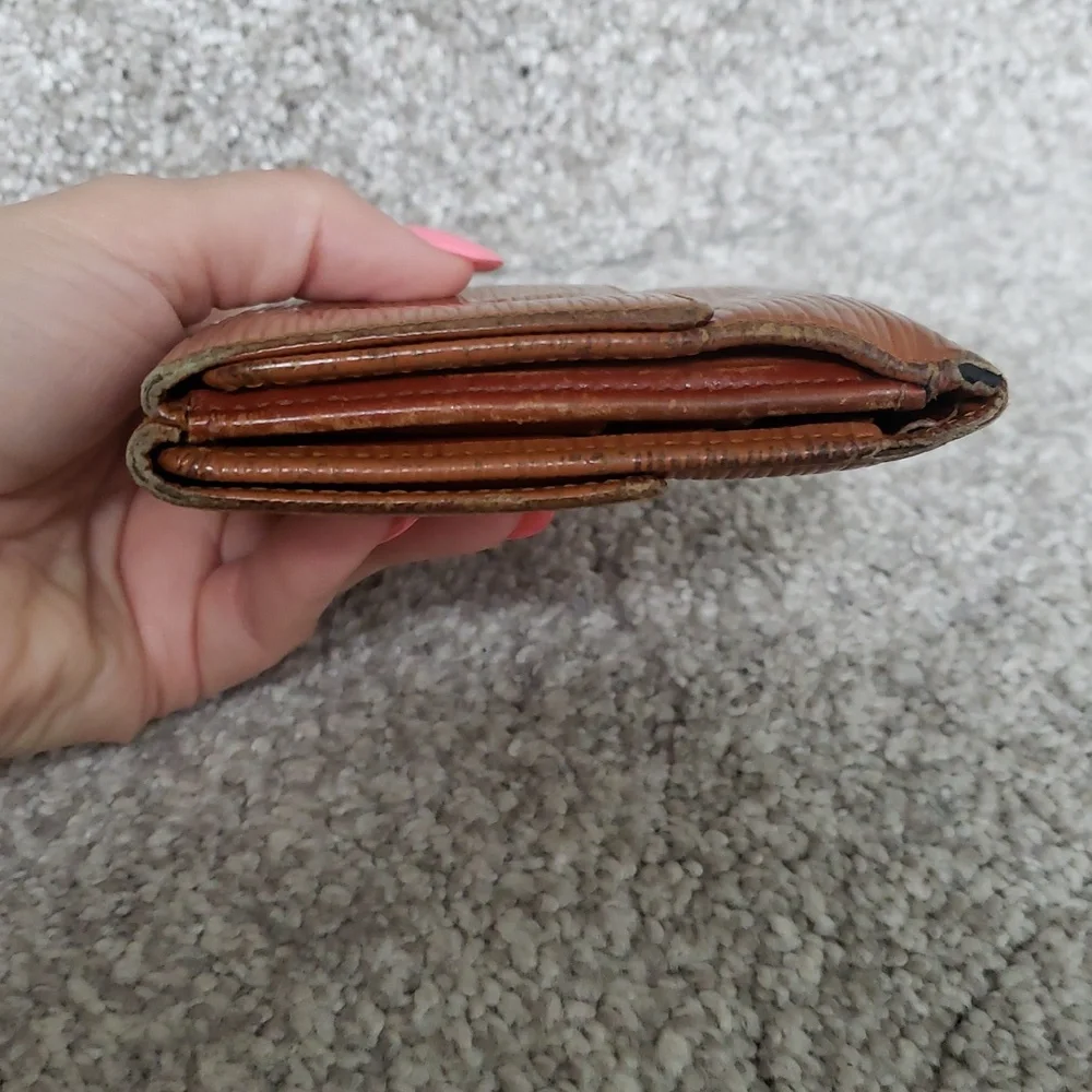 Louis Vuitton Cognac Brown Epi Leather Double Snap Wallet Authentic Vintage